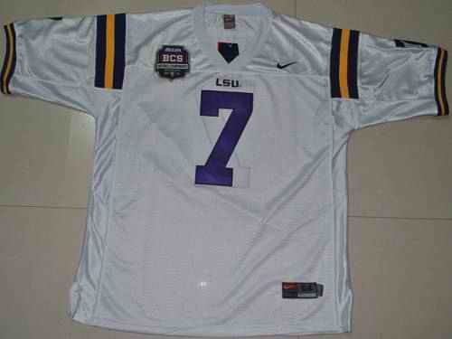 LSU Tigers #7 Tyrann Mathieu White 2012 BCS Championship Patch Stitched NCAA Jersey