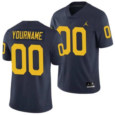 Men's Michigan Wolverines Custom Navy Stitched Jersey