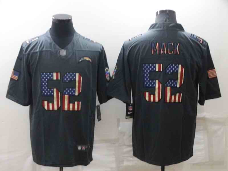 Men's Los Angeles Chargers #52 Khalil Mack Grey Salute To Service USA Flag Stitched Jersey