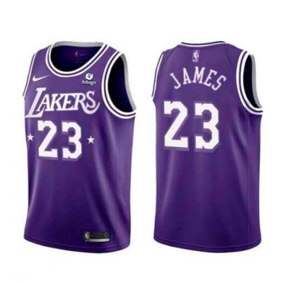 Men's Los Angeles Lakers #23 LeBron James 2021/22 City Edition Purple Stitched Jersey