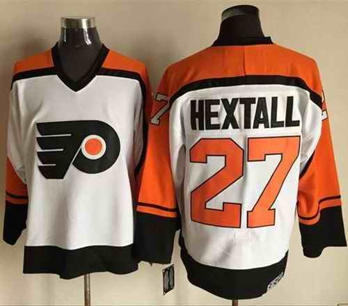 Flyers #27 Ron Hextall White/Black CCM Throwback Stitched NHL Jersey