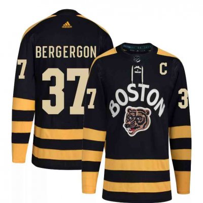 Men's Boston Bruins #37 Patrice Bergeron Black Classic Primegreen Stitched Jersey