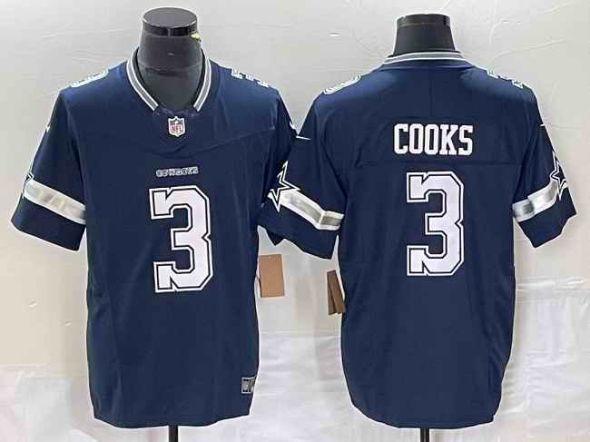 Men's Dallas Cowboys #3 Brandin Cooks Navy 2023 F.U.S.E. Limited Stitched Football Jersey