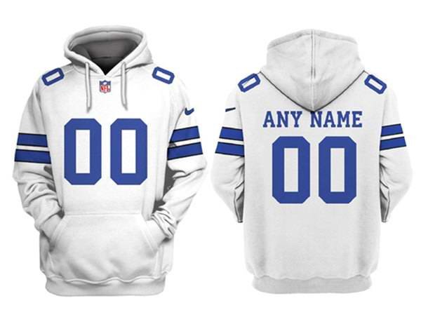 Men's Dallas Cowboys Customized White Pullover Hoodie