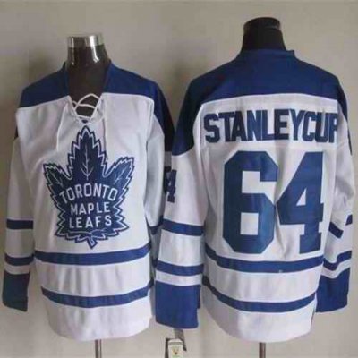 Maple Leafs #64 Stanley Cup White CCM Throwback Third Stitched NHL Jersey