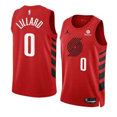 Men's Portland Trail Blazers #0 Damian Lillard 2022/23 Red Statement Edition Swingman Stitched Basketball Jersey