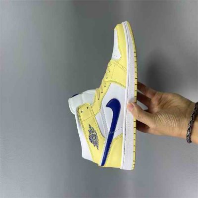 Men's Running Weapon Air Jordan 1 Yellow/White Shoes 0572