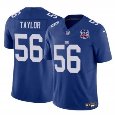 Youth New York Giants #56 Lawrence Taylor  Blue 2024 F.U.S.E. 100TH Season Patch Vapor Untouchable Limited Stitched Jersey