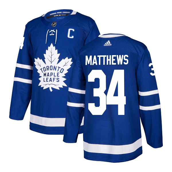 Men's Toronto Maple Leafs #34 Auston Matthews Blue With C Patch Stitched Jersey