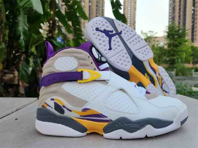 Men's Running Weapon Air Jordan 8 Shoes White/Purple/Yellow 012