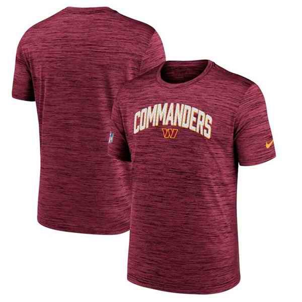 Men's Washington Commanders Burgundy Sideline Velocity Athletic Stack Performance T-Shirt