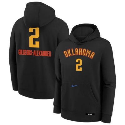 Men's Oklahoma City Thunder #2 Shai Gilgeous-Alexander Black 2024/25 City Edition Fleece Club Pullover Hoodie