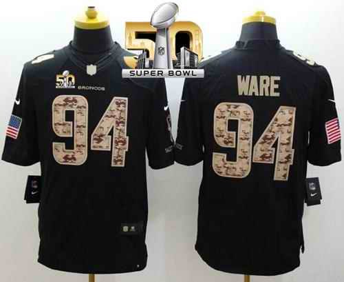 Nike Broncos #94 DeMarcus Ware Black Super Bowl 50 Men's Stitched NFL Limited Salute to Service Jersey