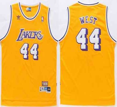 Lakers #44 Jerry West Gold Throwback Stitched NBA Jersey