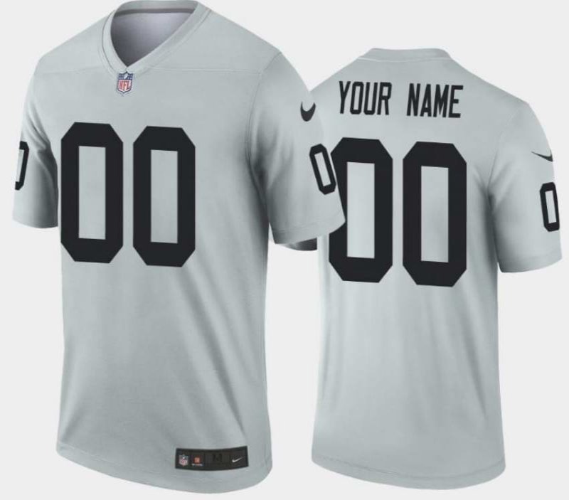 Men's Las Vegas Raiders Customized Grey Inverted Legend Stitched Jersey