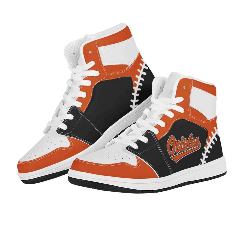 Women's Baltimore Orioles High Top Leather AJ1 Sneakers 003