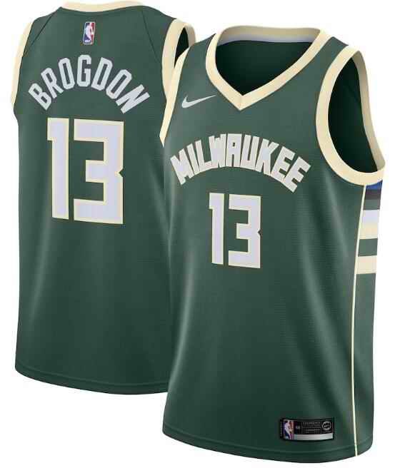 Men's Milwaukee Bucks #13 Malcolm Brogdon Green Icon Edition Stitched Swingman Jersey