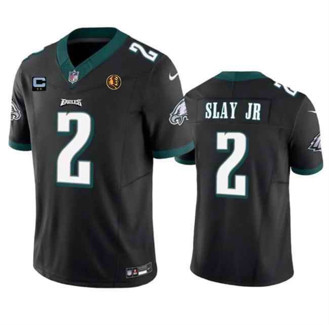 Men's Philadelphia Eagles #2 Darius Slay JR Black 2023 F.U.S.E. With 2-star C Patch And John Madden Patch Vapor Limited Stitched Football Jersey