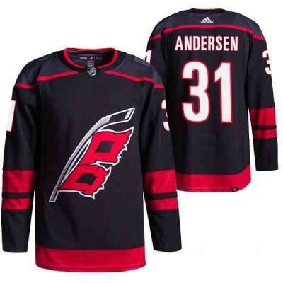 Men's Carolina Hurricanes #31 Frederik Andersen Black Breakaway Alternate Pro Stitched Jersey