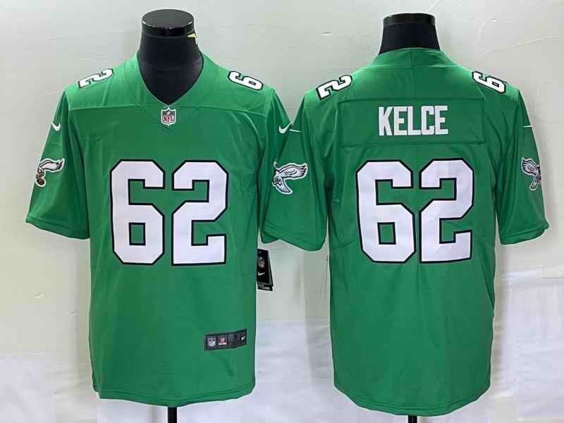 Men's Philadelphia Eagles #62 Jason Kelce Green Stitched Football Jersey