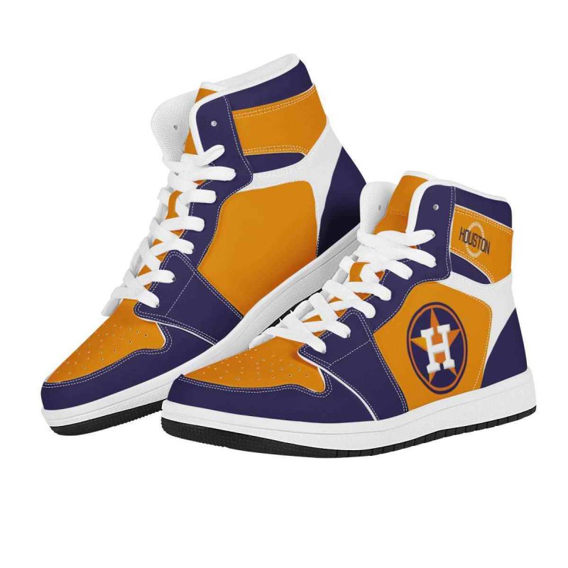 Women's Houston Astros High Top Leather AJ1 Sneakers 001