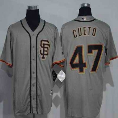 Giants #47 Johnny Cueto Grey New Cool Base Road 2 Stitched MLB Jersey