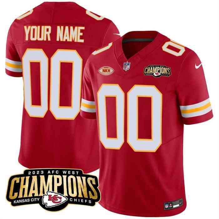 Men's Kansas City Chiefs Active Player Custom Red 2023 F.U.S.E. AFC West Champions With NKH Patch Vapor Untouchable Limited Stitched Jersey