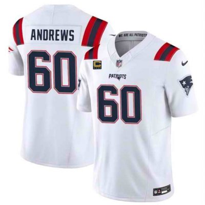 Men's New England Patriots #60 David Andrews White 2024 F.U.S.E. With 4-Star C Patch Vapor Limited Stitched Football Jersey