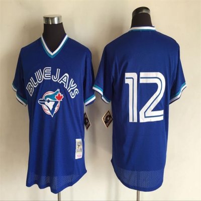 Men's Toronto Blue Jays #12 Roberto Alomar Mitchell And Ness Royal Blue Throwback Stitched MLB Jersey