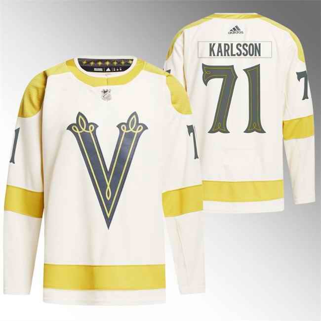 Men's Vegas Golden Knights #71 William Karlsson Cream 2024 Winter Classic Breakaway  Stitched Jersey