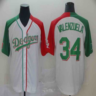 Men's Los Angeles Dodgers #34 Fernando Valenzuela Mexican Heritage Culture Night MLB Jersey