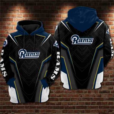 Men's Los Angeles Rams Black/Blue 3D All Over Print Pullover Hoodie