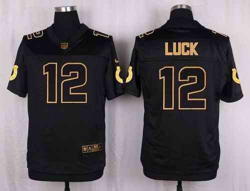 Nike Colts #12 Andrew Luck Black Men's Stitched NFL Elite Pro Line Gold Collection Jersey