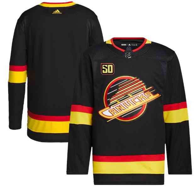 Men's Vancouver Canucks Blank 50th Anniversary Black Stitched Jersey