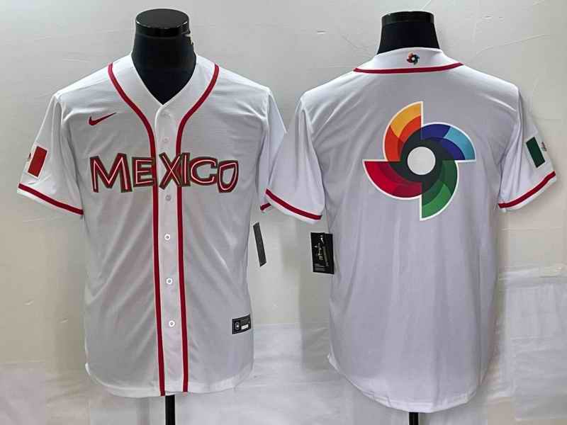 Men's Mexico Baseball 2023 White World Baseball Classic Team Big Logo Stitched Jersey