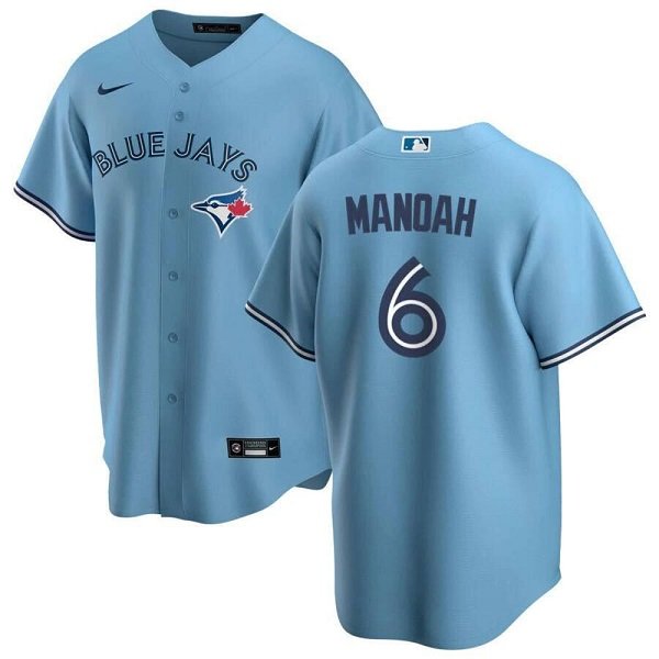 Men's Toronto Blue Jays #6 Alek Manoah Light Blue Cool Base Stitched Jersey