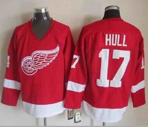 Red Wings #17 Brett Hull Red CCM Throwback Stitched NHL Jersey