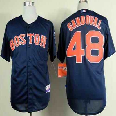 Red Sox #48 Pablo Sandoval Dark Blue Cool Base Stitched MLB Jersey