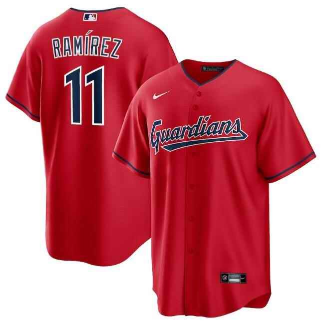 Men's Cleveland Guardians #11 Jos' Ram'rez Red Cool Base Stitched Baseball Jersey