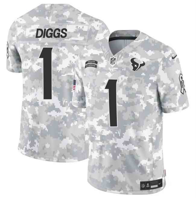 Men's Houston Texans #1 Stefon Diggs 2024 F.U.S.E Arctic Camo Salute to Service Limited Stitched Football Jersey