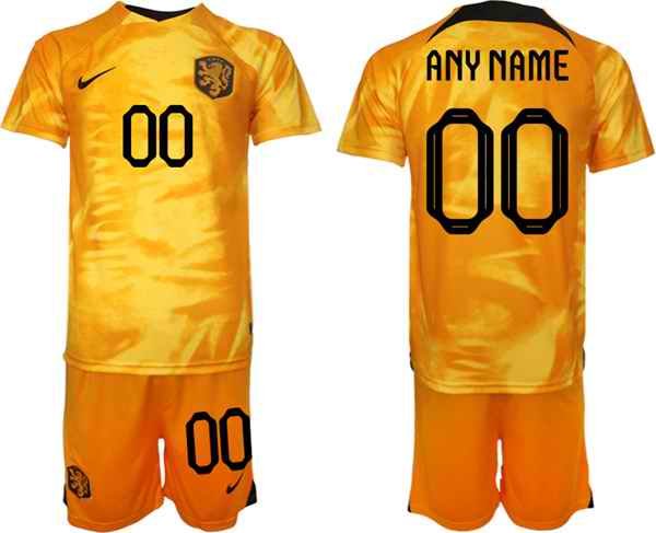 Men's Netherlands Custom Orange Home Soccer Jersey Suit