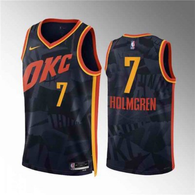 Men's Oklahoma City Thunder #7 Chet Holmgren Black 2023/24 City Edition Stitched Basketball Jersey