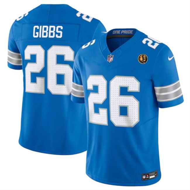 Men's Detroit Lions #26 Jahmyr Gibbs Blue 2024 F.U.S.E. With John Madden PatchVapor Limited Stitched Jersey