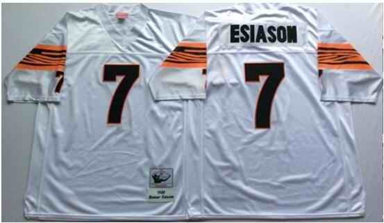 Men's Cincinnati Bengals Customized White Throwback Stitched Jersey