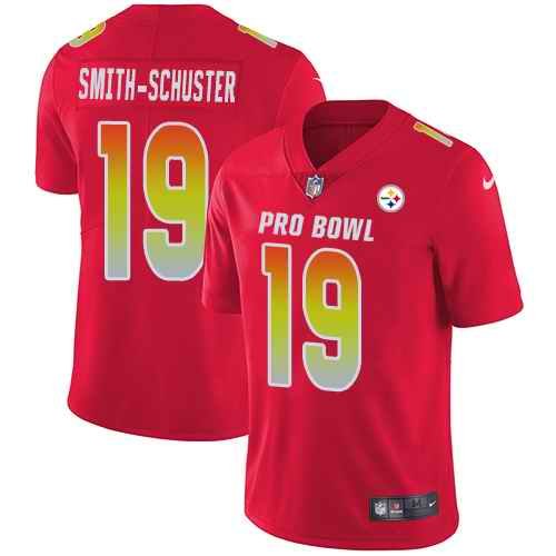 Men's AFC Pittsburgh Steelers #19 JuJu Smith-Schuster Red 2019 Pro Bowl NFL Game Jersey