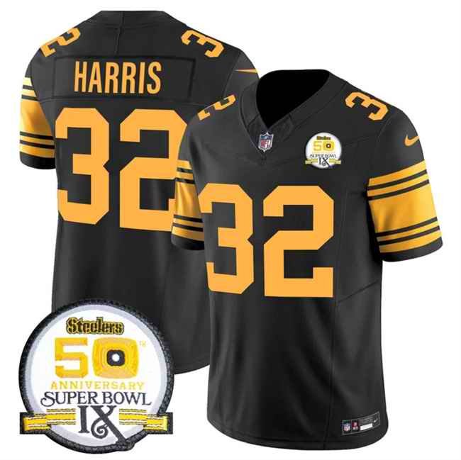 Men's Pittsburgh Steelers #32 Franco Harris Black 2024 F.U.S.E. 50th Anniversary Of Super Bowl IX Color Rush Limited Stitched Jersey