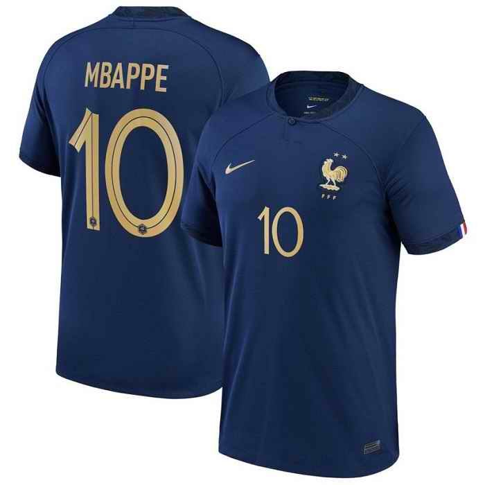 Men's France #10 Mbapp' Navy Home Soccer Jersey