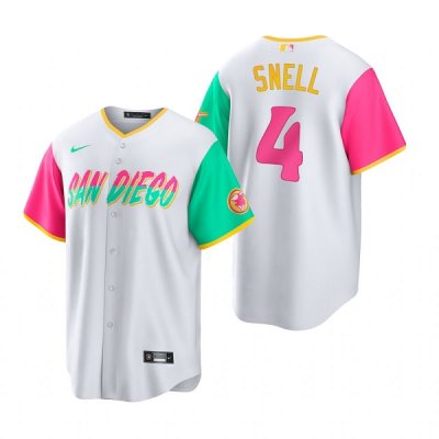 Men's San Diego Padres #4 Blake Snell 2022 White City Connect Cool Base Stitched Jersey