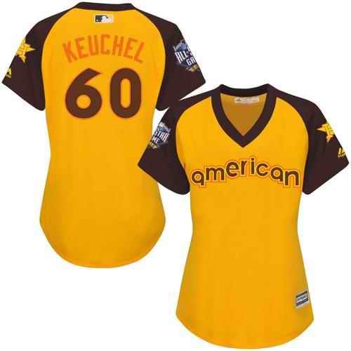 Astros #60 Dallas Keuchel Gold 2016 All-Star American League Women's Stitched MLB Jersey