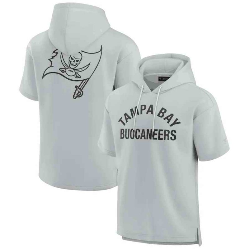 Men's Tampa Bay Buccaneers Gray Super Soft Fleece Short Sleeve Hoodie